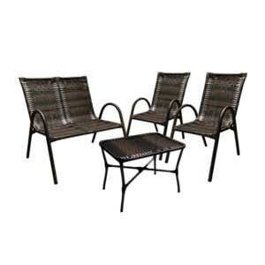 Conjunto 2 Poltronas E 1 Namoradeira +Mesa Centro Em Junco Area Externa