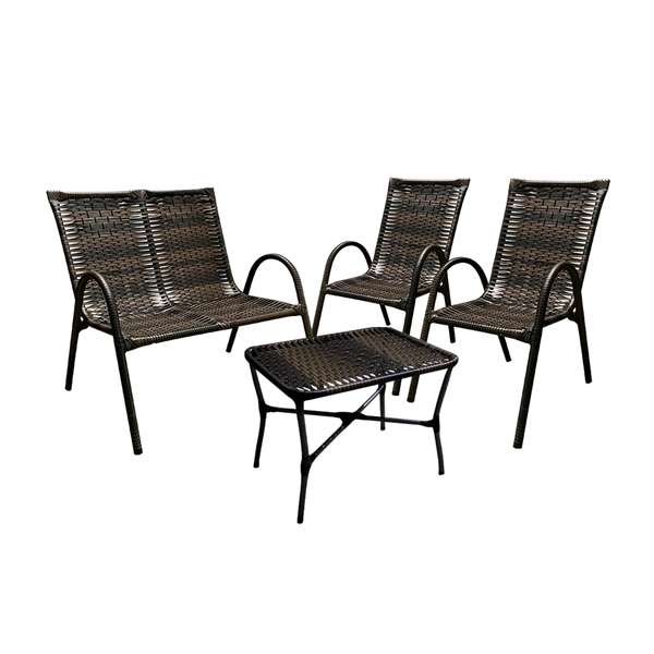 Conjunto 2 Poltronas E 1 Namoradeira +Mesa Centro Em Junco Area Externa