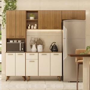 Cozinha Compacta Poliman Olinda 4 Peças 10 Portas e 1 gaveta C/ Balcão Completa