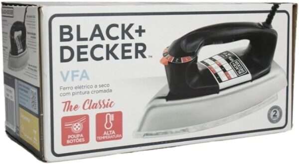 Black Decker Ferro de Passar Roupa a Seco, Metálico Preto, Modelo VFA1110TM2, 127V - Imagem 3