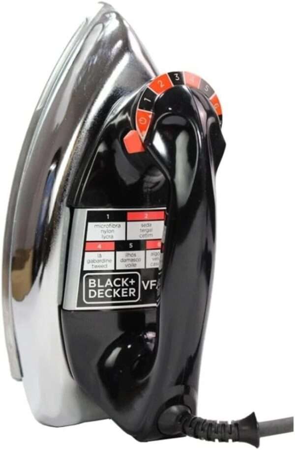 Black Decker Ferro de Passar Roupa a Seco, Metálico Preto, Modelo VFA1110TM2, 127V