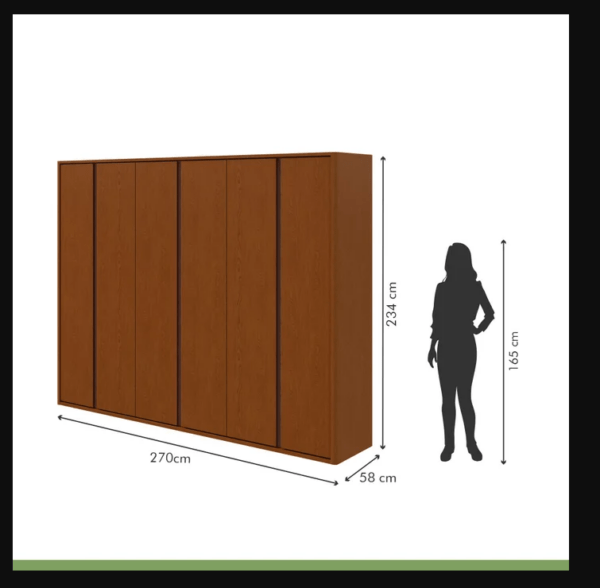 Guarda-roupa Casal Leder 6 Portas 100% MDF Frassino - Imagem 3