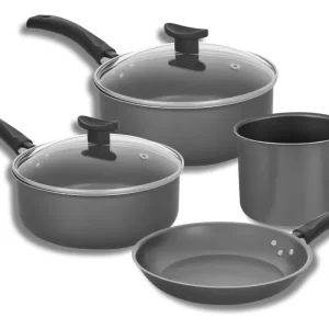 Conjunto De Panela Pratik- Flon Antiaderente Tampa De Vidro Fort-Lar