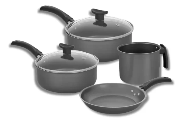 Conjunto De Panela Pratik- Flon Antiaderente Tampa De Vidro Fort-Lar