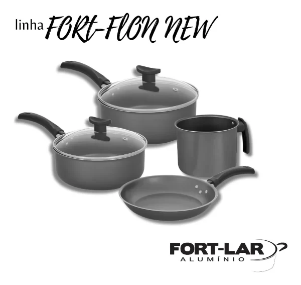 Conjunto De Panela Pratik- Flon Antiaderente Tampa De Vidro Fort-Lar - Imagem 2