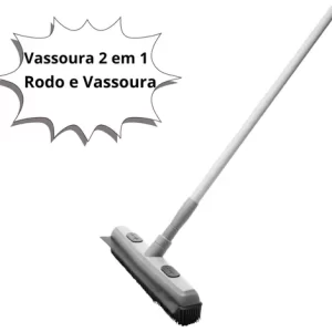 Vassoura Emborrachada Mágica Multiuso 2 Em 1 Rodo Aço Inox