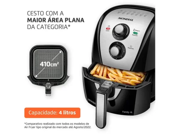 Air Fryer Mondial Family AFN-40-BI Preto 4L com Timer - Imagem 3