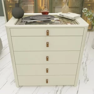 Cômoda Ilha Gelius Innova 5 gavetas, porta-joias aveludado 100% MDF   cor  off white