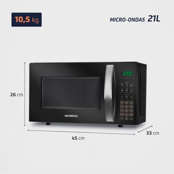 Micro-Ondas, Mondial, Preto, 1200W, 110V - Imagem 3