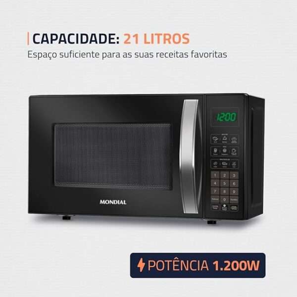 Micro-Ondas, Mondial, Preto, 1200W, 110V - Imagem 5
