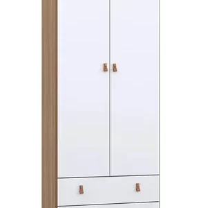 Guarda Roupa Infantil Encanto Nogal Com Branco Brilho Batrol Cor Nogal E Branco