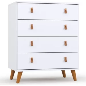 Cômoda Infantil Reforçada Encanto Batrol 4 Gavetas Branco