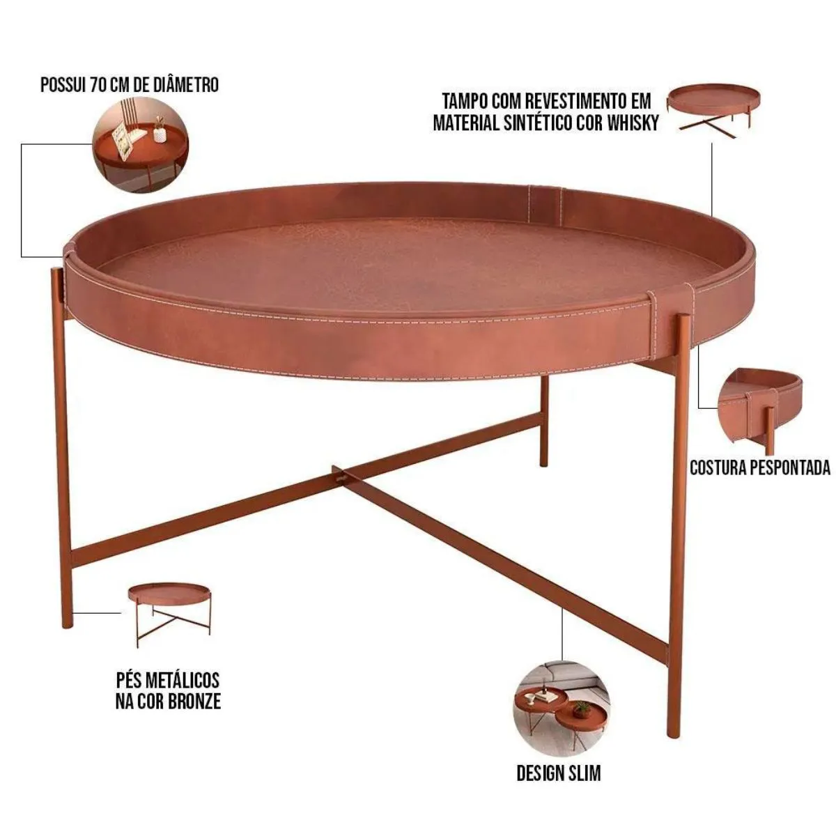 Mesa de Centro Décor 600 - Whisky - Patrimar - Imagem 2