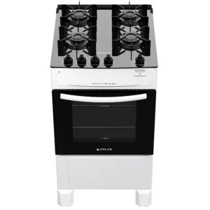 Fogão Atlas 4B Mônaco Top Glass Mesa Vidro Branco Bivolt